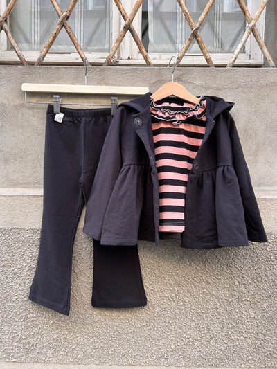 ELOISA righe rosa/nero cotone