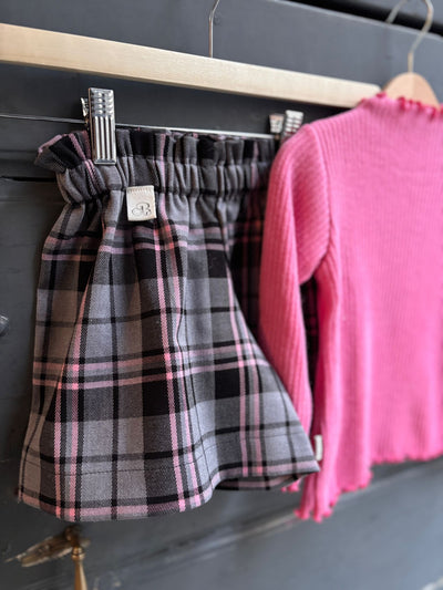 ISOTTA Pantagonna tartan grigio/rosa