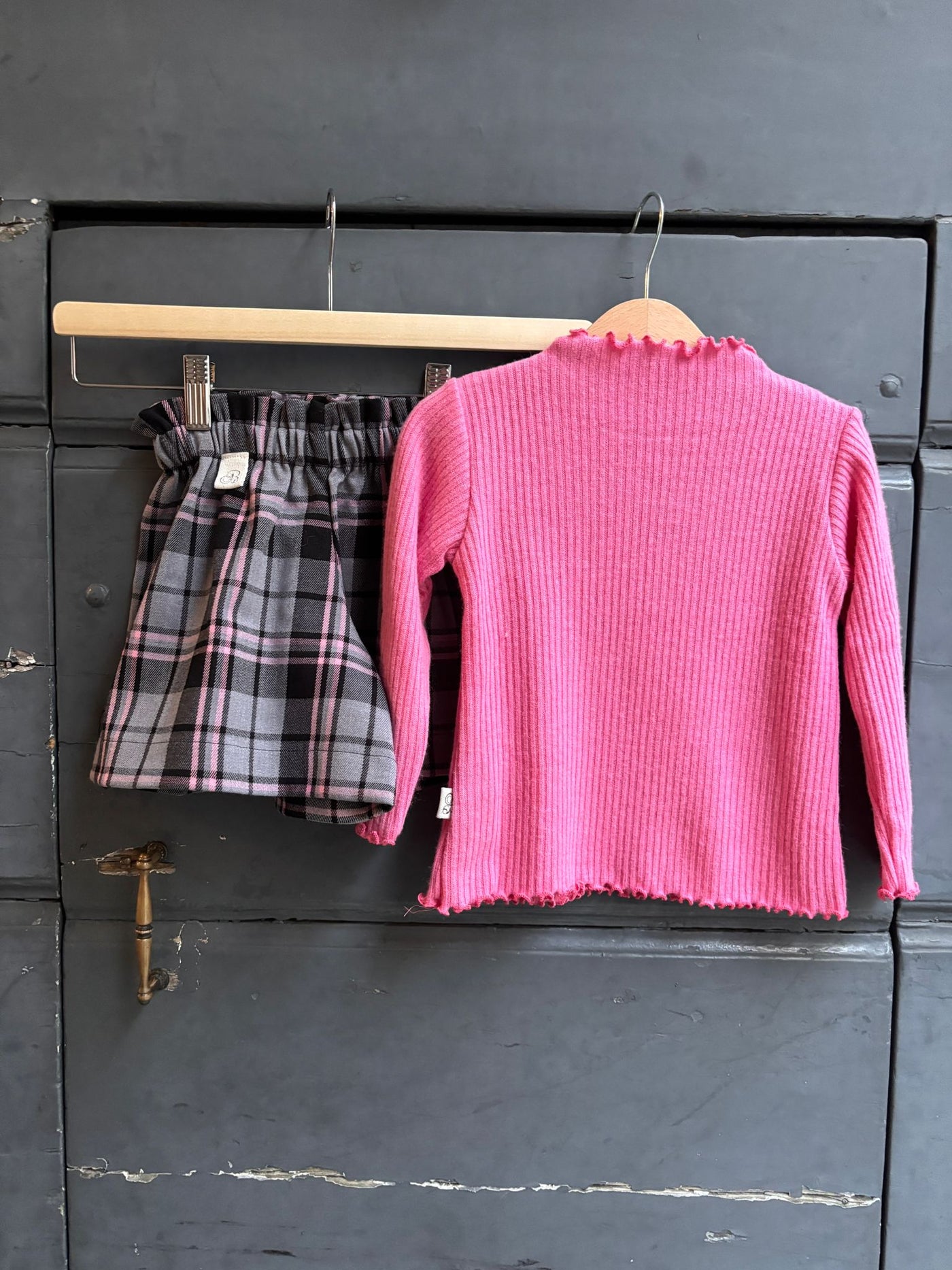 ISOTTA Pantagonna tartan grigio/rosa