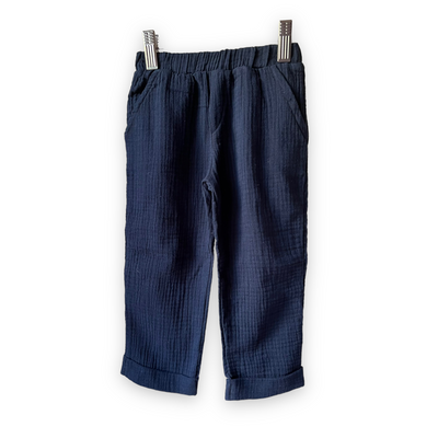 MILANO Pantalone mussola blu