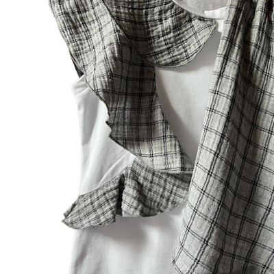 Completo T-shirt PETALO + Gonna mussola check grigio