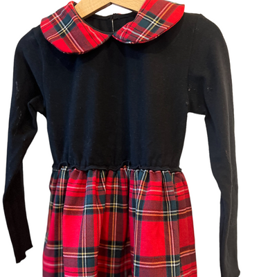 MATILDE Abito nero tartan rosso