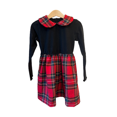 MATILDE Abito nero tartan rosso